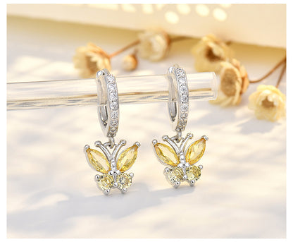 New Style Butterfly Earrings With Copper Material And Zircon Inlay