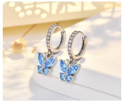 New Style Butterfly Earrings With Copper Material And Zircon Inlay