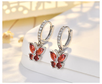 New Style Butterfly Earrings With Copper Material And Zircon Inlay