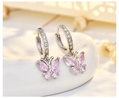 New Style Butterfly Earrings With Copper Material And Zircon Inlay