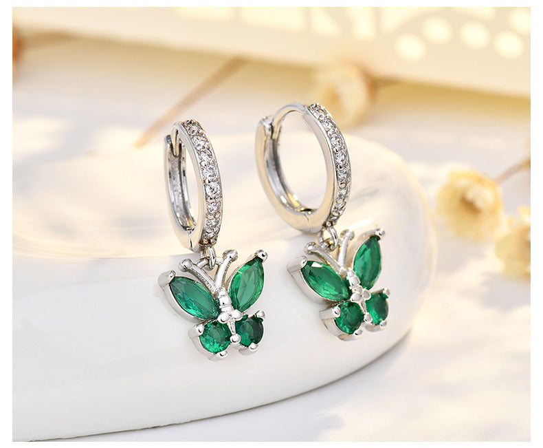 New Style Butterfly Earrings With Copper Material And Zircon Inlay