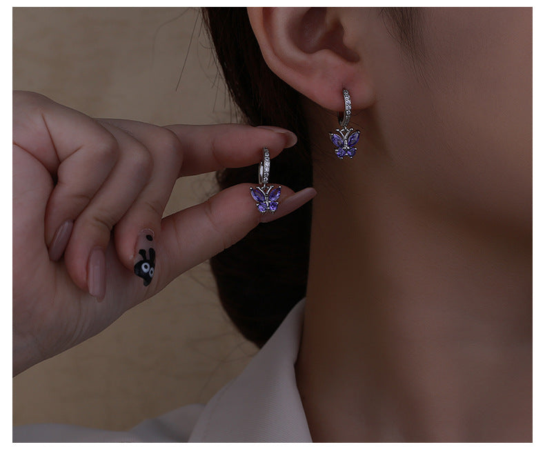 New Style Butterfly Earrings With Copper Material And Zircon Inlay