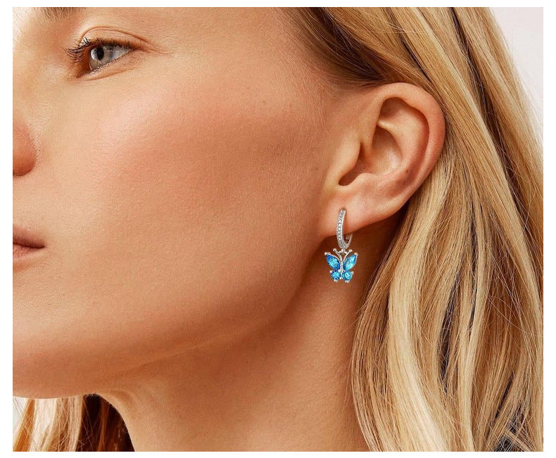 New Style Butterfly Earrings With Copper Material And Zircon Inlay