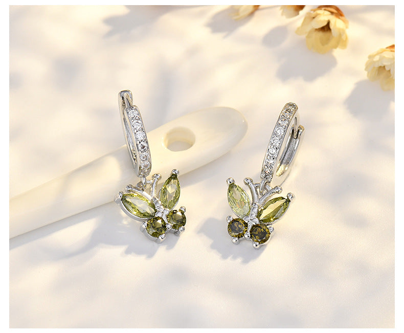 New Style Butterfly Earrings With Copper Material And Zircon Inlay