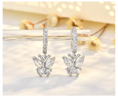 New Style Butterfly Earrings With Copper Material And Zircon Inlay