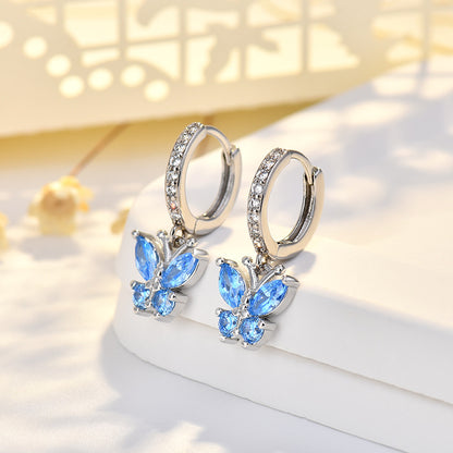 New Style Butterfly Earrings With Copper Material And Zircon Inlay
