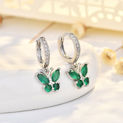 New Style Butterfly Earrings With Copper Material And Zircon Inlay