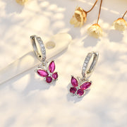 Red Corundum July (Butterfly Earrings)