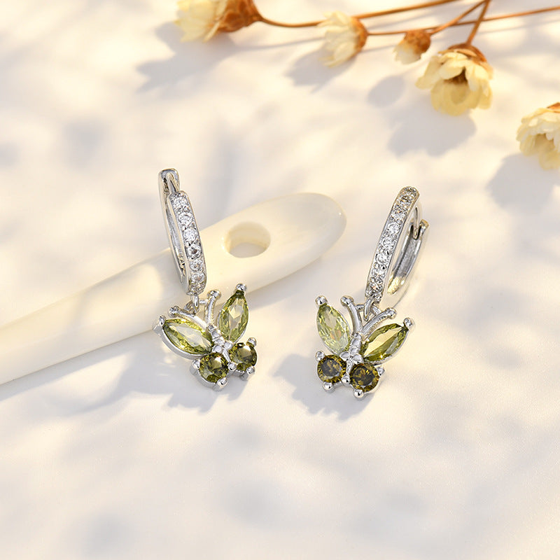 New Style Butterfly Earrings With Copper Material And Zircon Inlay