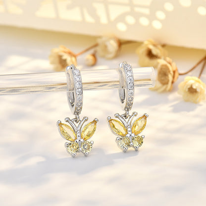 New Style Butterfly Earrings With Copper Material And Zircon Inlay