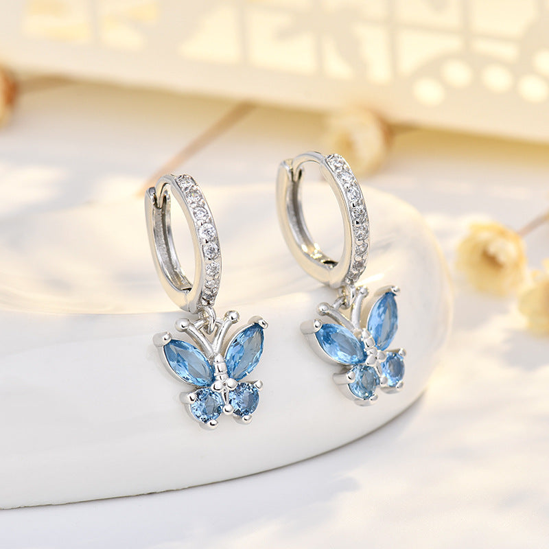 New Style Butterfly Earrings With Copper Material And Zircon Inlay