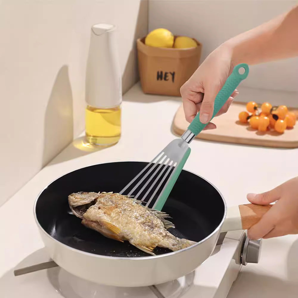 Butterfly Sector Cooking Spoon And Spatula Set Made Of Durable Silica Gel With Wooden Handles