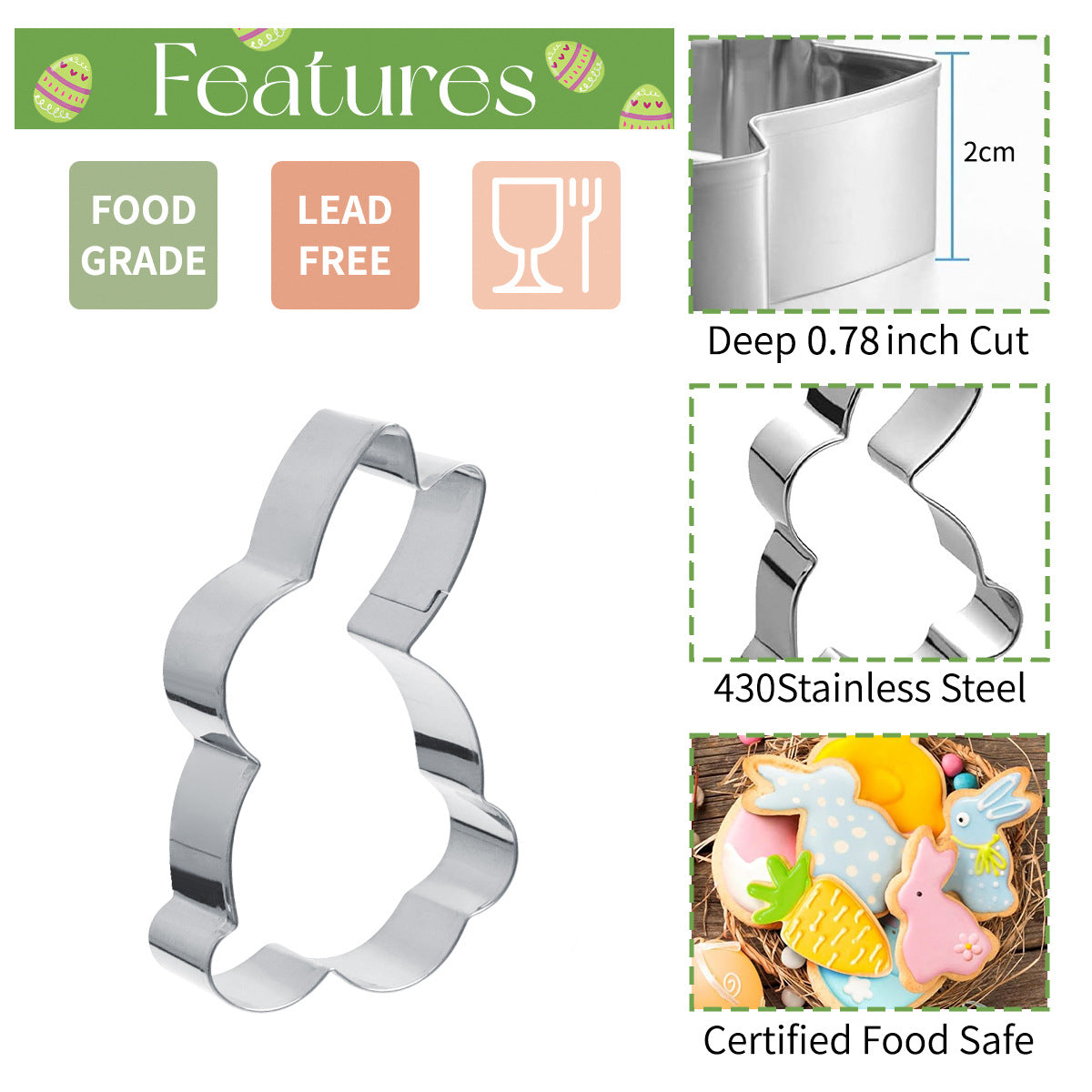 Easter Cookie Cutter Made Of Durable 304 Stainless Steel For Festive Baking