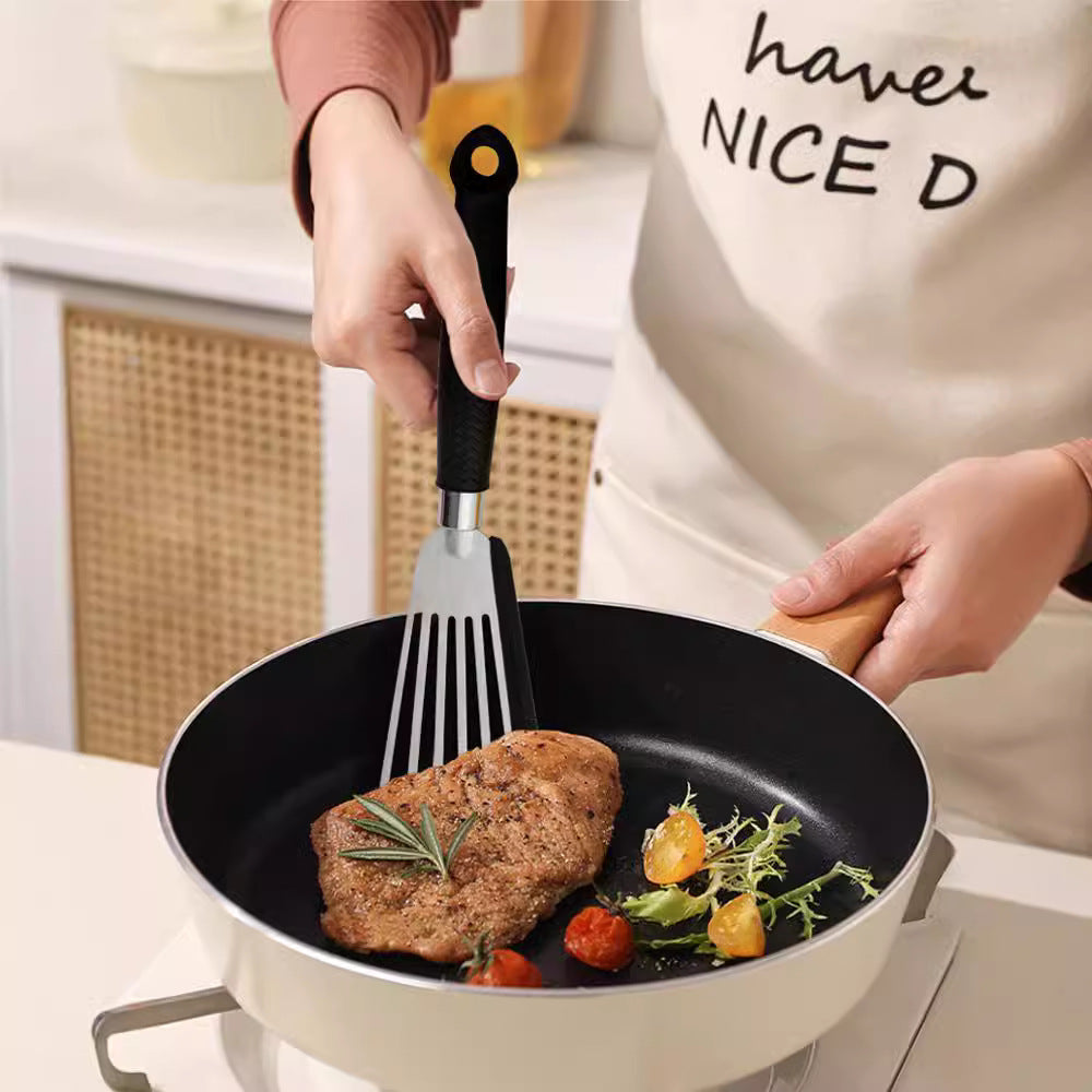 Butterfly Sector Cooking Spoon And Spatula Set Made Of Durable Silica Gel With Wooden Handles
