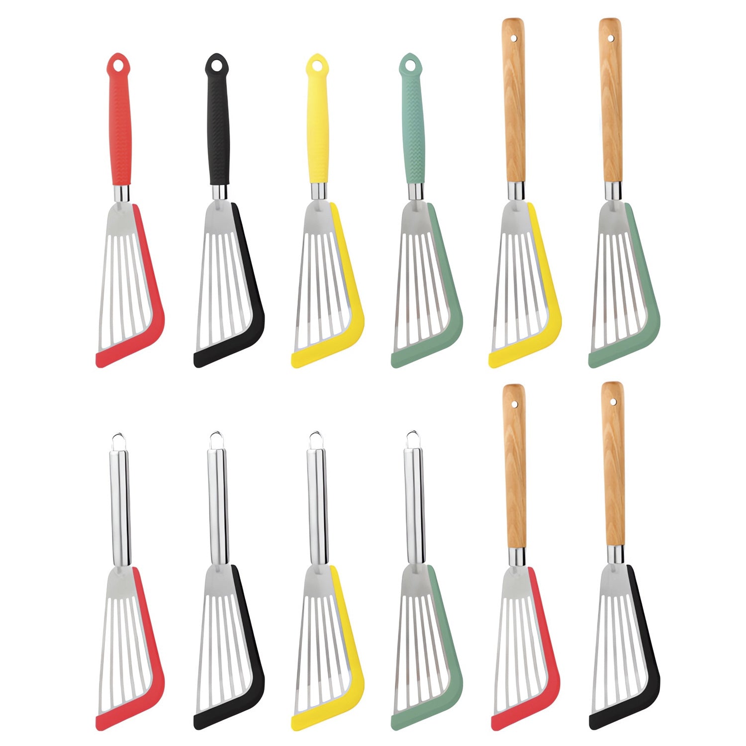 Butterfly Sector Cooking Spoon And Spatula Set Made Of Durable Silica Gel With Wooden Handles