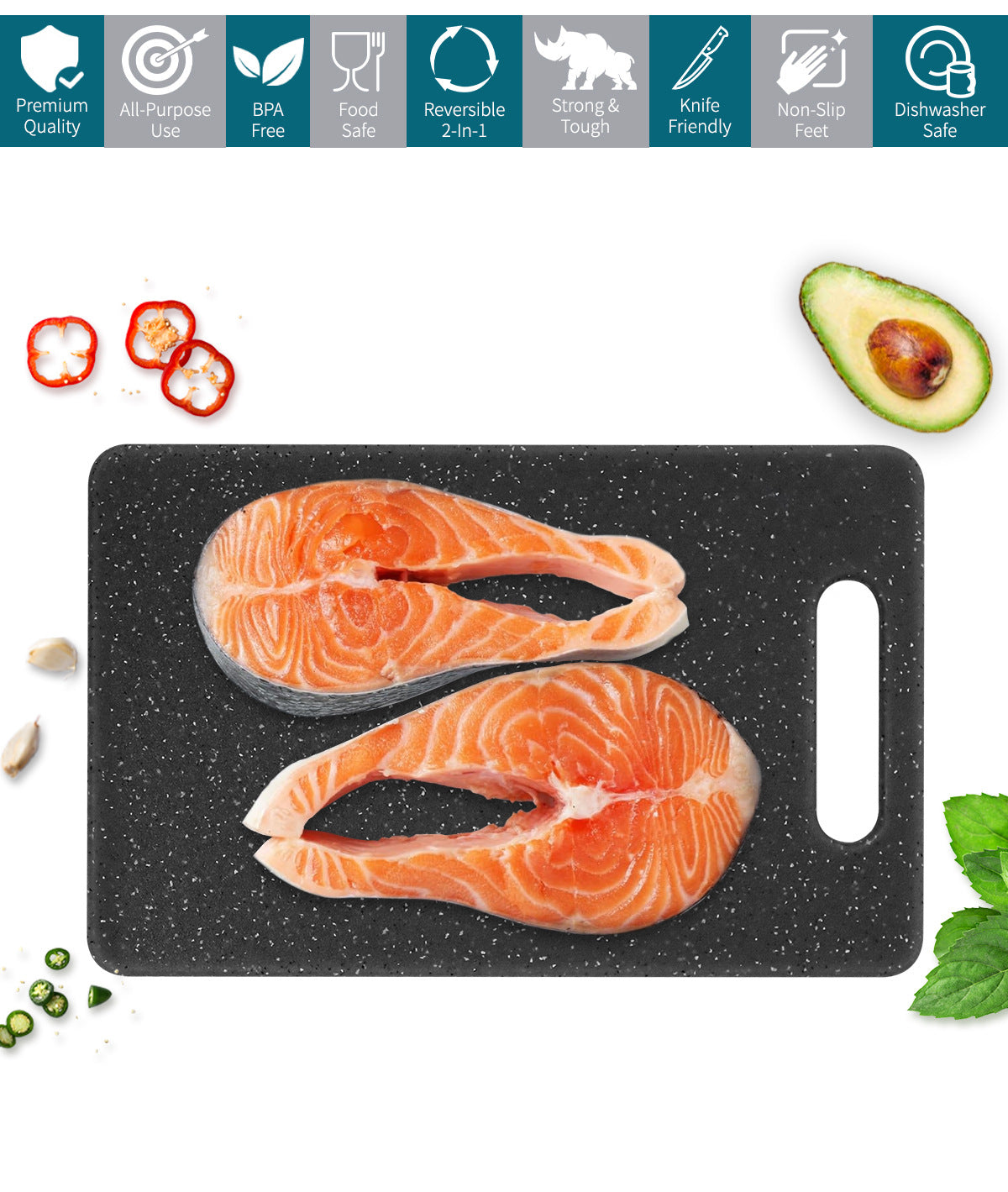 Marble Pattern Plastic Chopping Board For Kitchen Use, Durable And Lightweight Cutting Board
