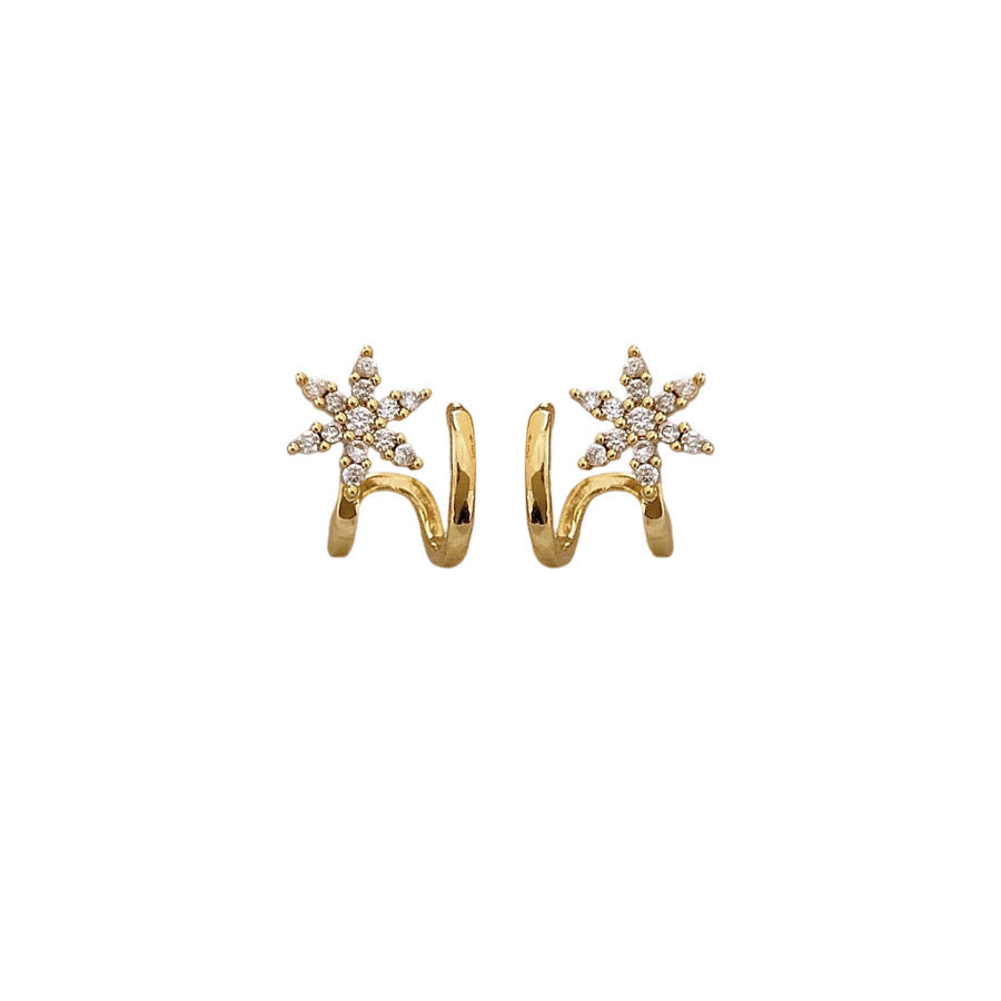 925 Sterling Silver Silver Needle Zircon Star Earrings For Women, Gold Available