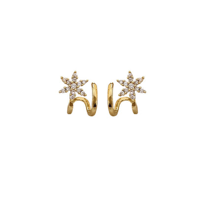 925 Sterling Silver Silver Needle Zircon Star Earrings For Women, Gold Available