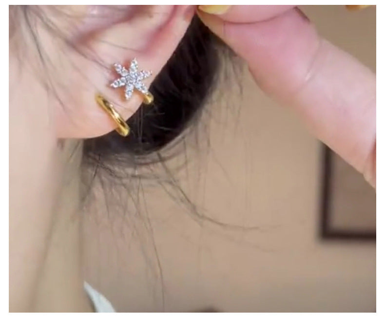 925 Sterling Silver Silver Needle Zircon Star Earrings For Women, Gold Available