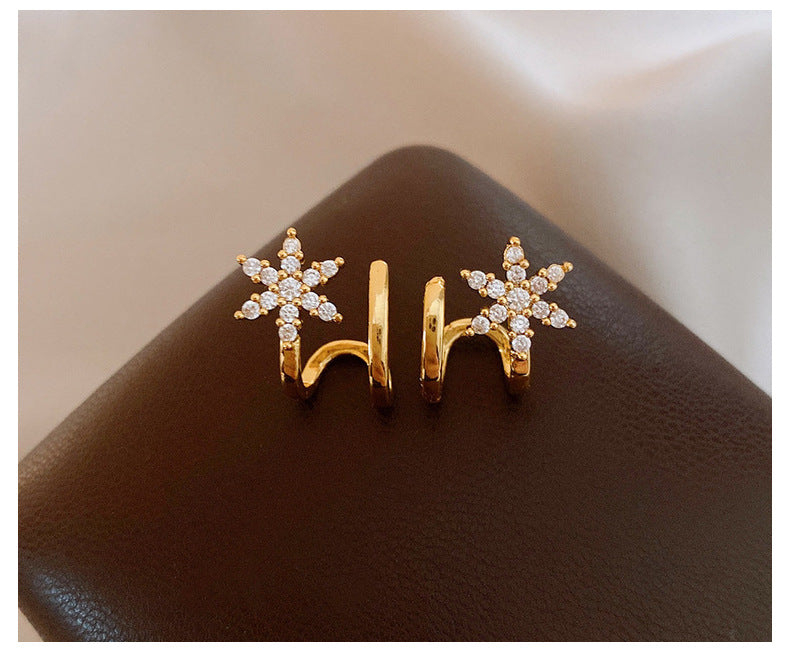 925 Sterling Silver Silver Needle Zircon Star Earrings For Women, Gold Available