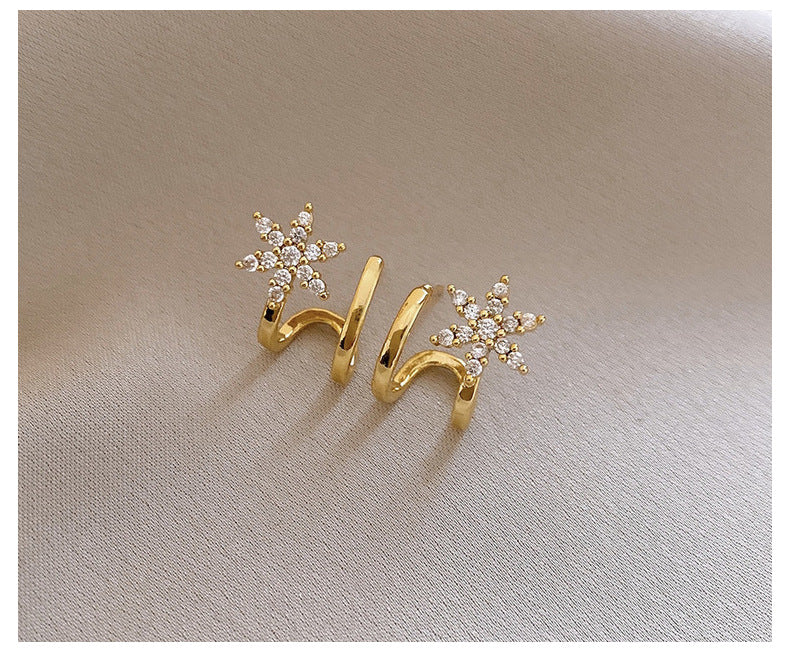 925 Sterling Silver Silver Needle Zircon Star Earrings For Women, Gold Available