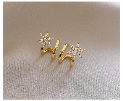 925 Sterling Silver Silver Needle Zircon Star Earrings For Women, Gold Available