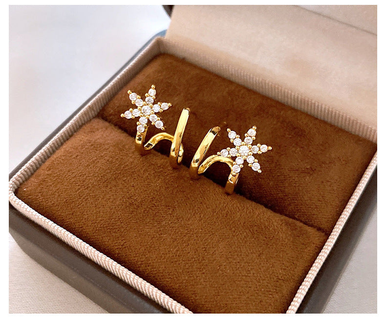 925 Sterling Silver Silver Needle Zircon Star Earrings For Women, Gold Available