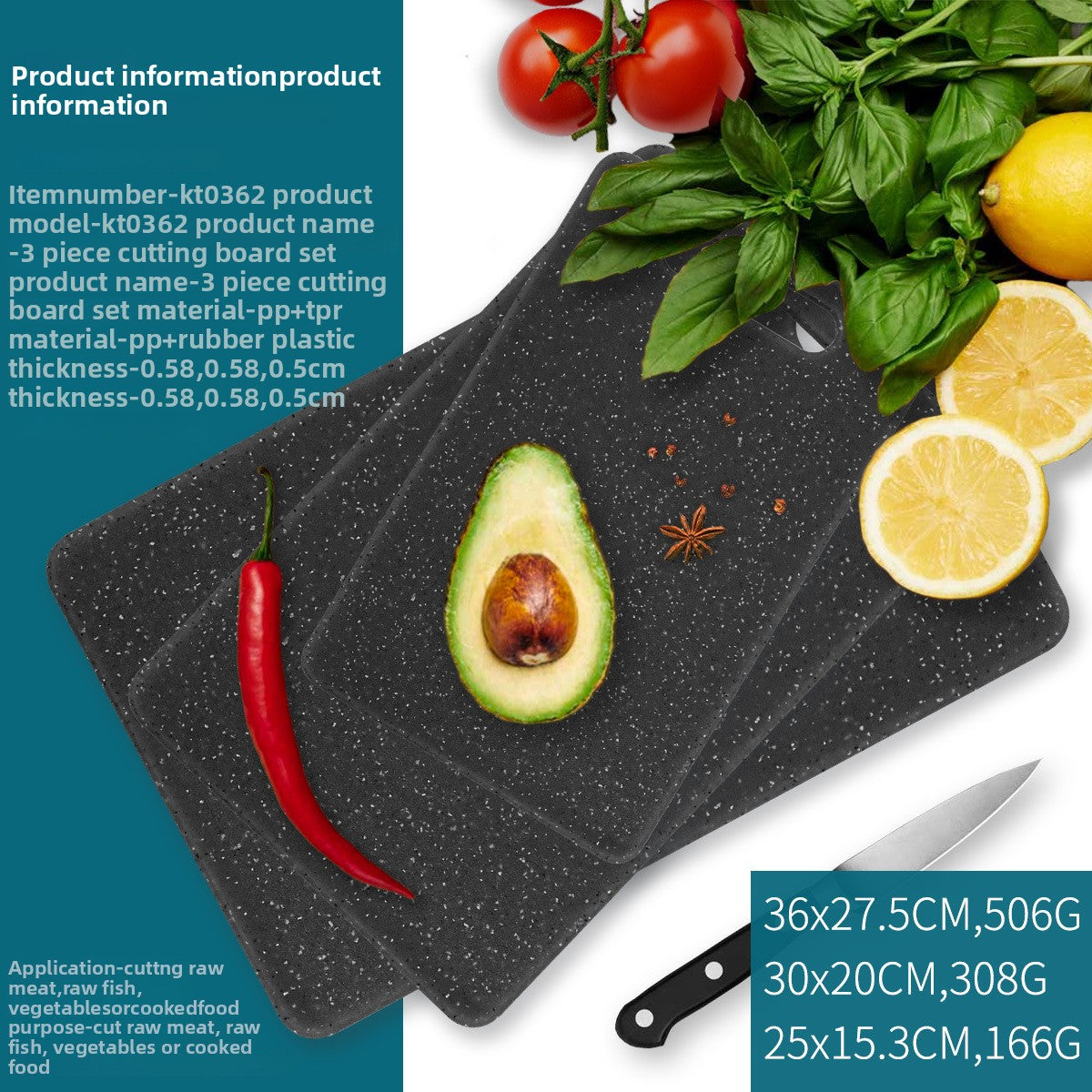 Marble Pattern Plastic Chopping Board For Kitchen Use, Durable And Lightweight Cutting Board