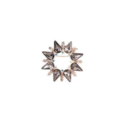Flower Crystal Sun Pin Brooch In White, Elegant Jewelry Accessory