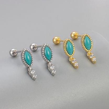 Heart Hoops Stud Earrings Featuring Water Droplets Pattern In Copper Material With Golden Finish