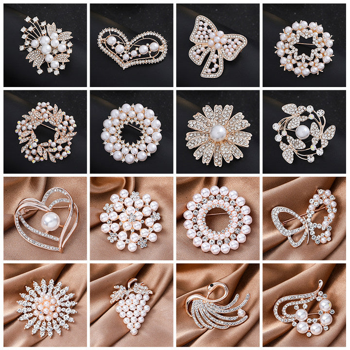 Elegant Flower Pearl Pin Brooch, Perfect Christmas Accessory With Delicate Floral Design