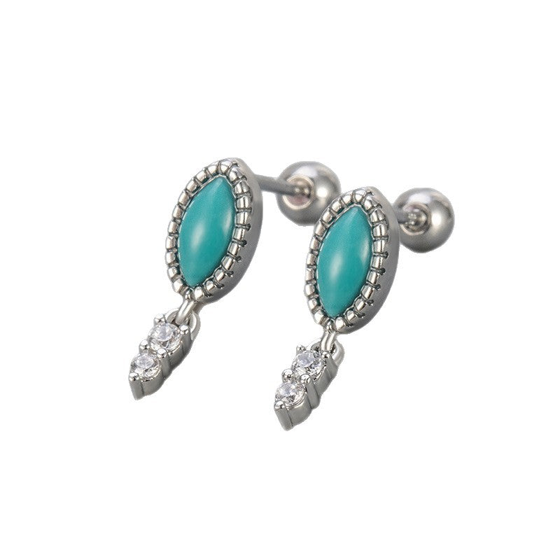 Heart Hoops Stud Earrings Featuring Water Droplets Pattern In Copper Material With Golden Finish