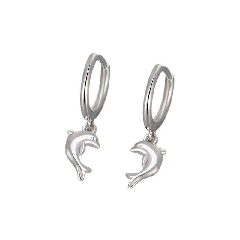 Heart Hoops Earrings For Women Featuring Dolphin Pattern In Copper Material With Golden Finish
