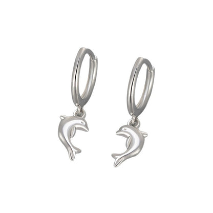 Heart Hoops Earrings For Women Featuring Dolphin Pattern In Copper Material With Golden Finish