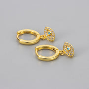 Blue Zircon Devil's Eye Earrings (Gold)