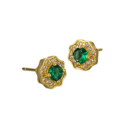 Heart Hoops For Stud Earrings Featuring Flower Pattern In Copper Material With Golden Color