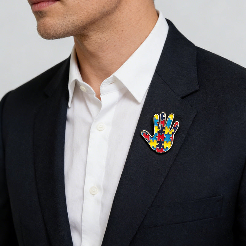 Pin Brooch Featuring A Jigsaw Pattern, Stylish And Unique Accessory For Any Outfit