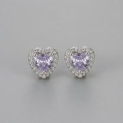 Zircon Heart Earrings/Light Purple Diamond