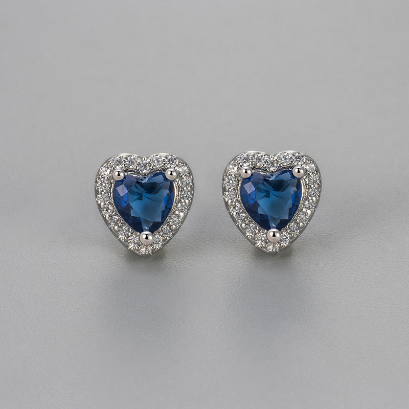 Sweet Heart Shape Heart Hoops For Stud Earrings Featuring Zircon Inlay And Copper Material