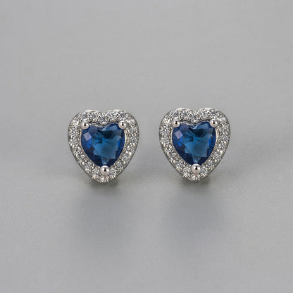 Sweet Heart Shape Heart Hoops For Stud Earrings Featuring Zircon Inlay And Copper Material