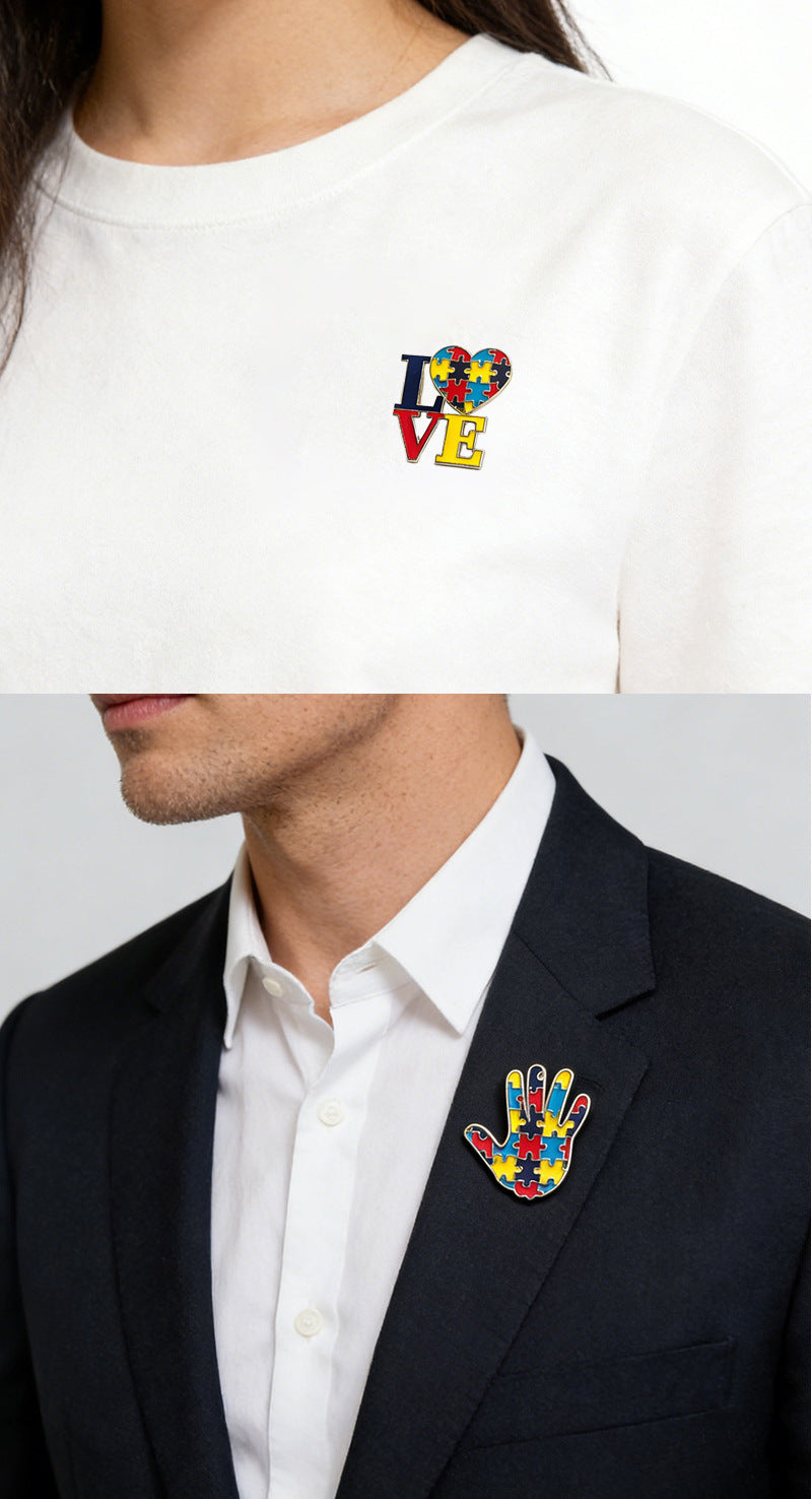 Pin Brooch Featuring A Jigsaw Pattern, Stylish And Unique Accessory For Any Outfit