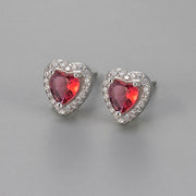 Zircon Heart Earrings/Light Red Diamond