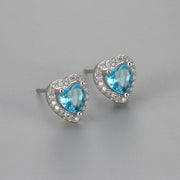 Zircon Heart Earrings/Blue Diamond