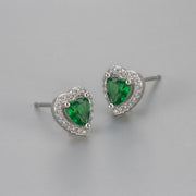 Zircon Heart Earrings/Green Diamond