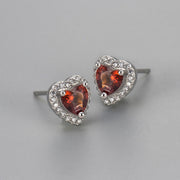 Zircon Heart Earrings/Red Diamond