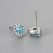 Zircon Heart Earrings/Light Blue Diamond