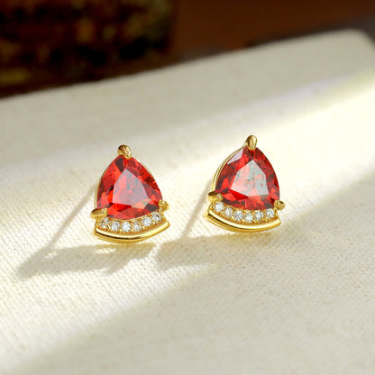 Round Stud Earrings For Women With 18K Real Gold Plated And Zircon Inlay