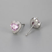 Zircon Heart Earrings/Pink Diamond