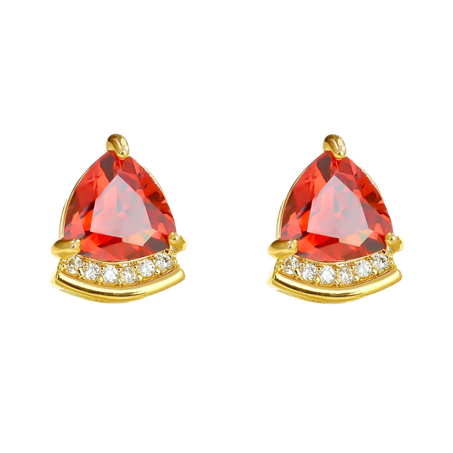 Round Stud Earrings For Women With 18K Real Gold Plated And Zircon Inlay