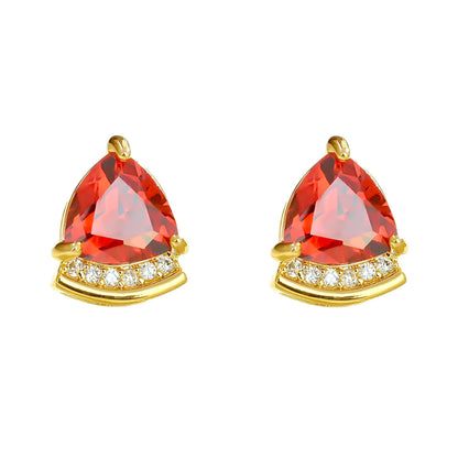 Round Stud Earrings For Women With 18K Real Gold Plated And Zircon Inlay